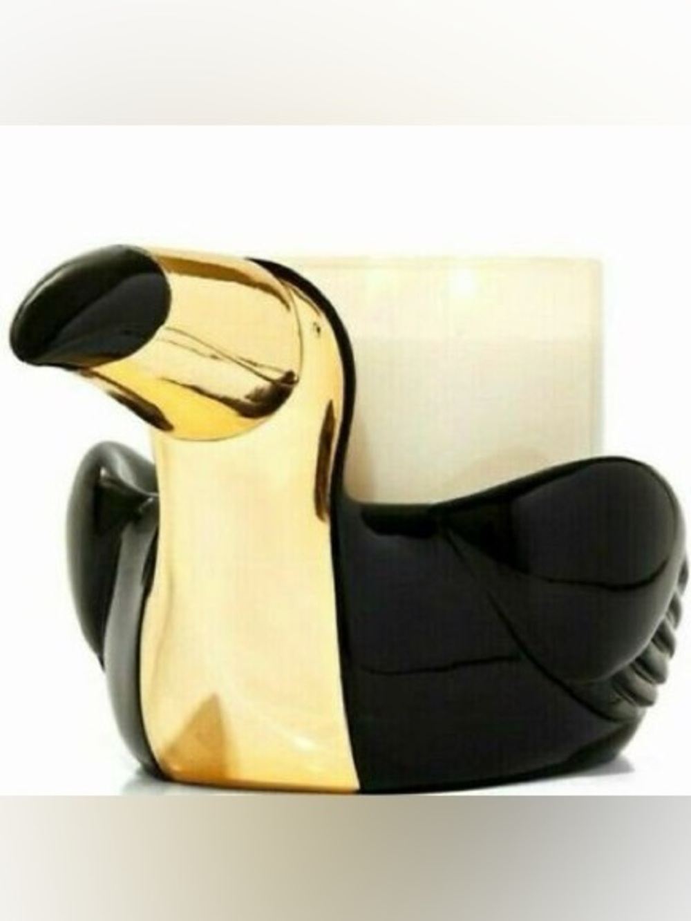 Bath and Body Works Black and Gold 3-Wick Toucan Candle Holder